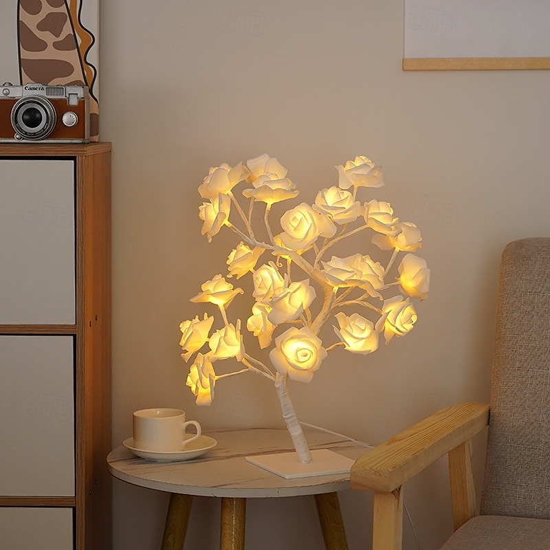 led rosetre lampe valentinsdag skrivebordslampe bryllup bursdagsfest hjemme soverom nattlys usb-drevet avtakbar valentinsdag dekorasjon nattlys 2025 - $21.99 –P9