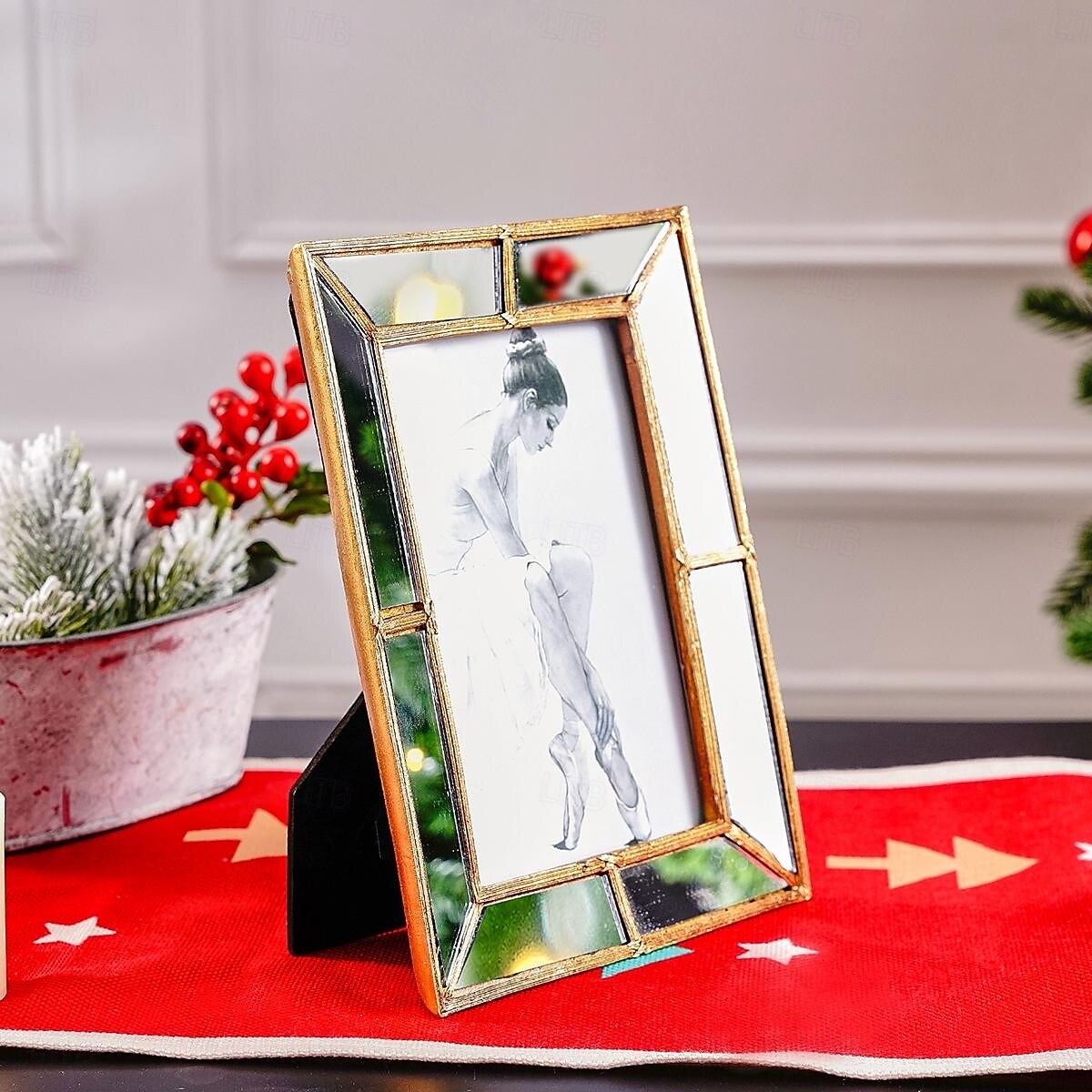Mirror-Edged Resin Photo Frame, 6x8 Inch Decorative Display Frame for Tabletop, Stylish Accent for Home and Office Décor 2025 - $16.99 –P4
