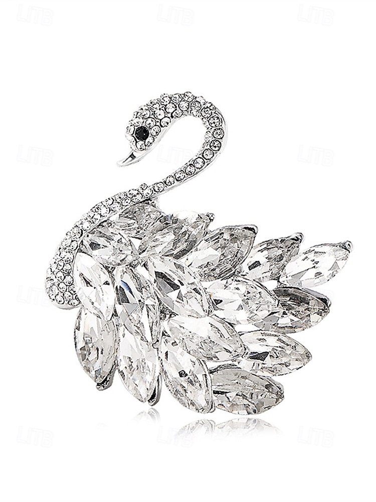broșă elegantă cu lebădă cu ornamente cu strass - ac de cristal strălucitor pentru femei, perfectă pentru ținute formale și pentru cadouri 2025 - $9.99 –P8