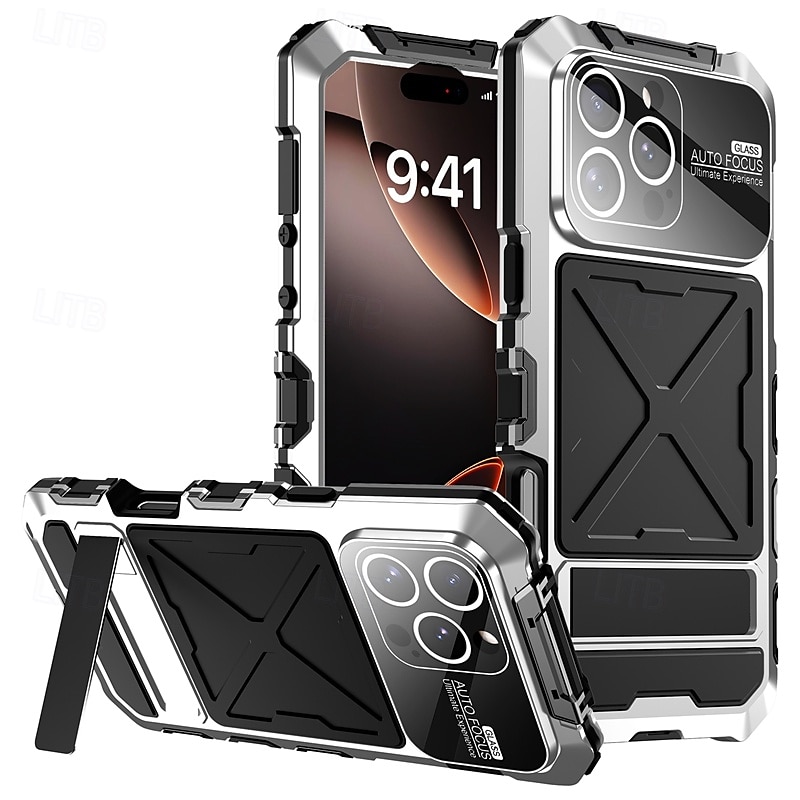 2025年 電話 ケース 用途 iPhone 16 Pro Max プラス iPhone 16 Proマックス iPhone 15 プロマックスプラス iPhone 15 Pro Max iPhone 14 Pro Max iPhone 14 Pro Max Plus バックカバー スタンド付き 耐衝撃 レトロ風 メタル シリコーン  コレクション – $36.99 –P7