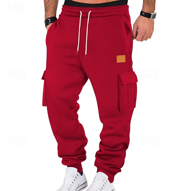 Voor heren Jogger Broek Cargo-joggingbroek Zak Trekkoord Elastische taille Effen Comfort Buitensporten Dagelijks Modieus Casual Zwart Wit Micro-elastisch 2025 - $21.99 –P11