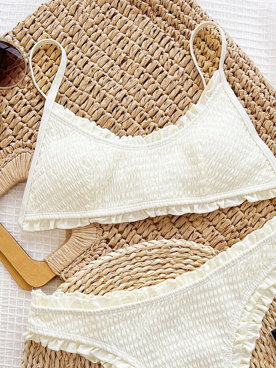 Dam Badkläder Bikini 2 st Kaxig Baddräkt Öppen rygg Smal Semester Standkläder Ensfärgat U-hals Ärmlös Baddräkter 2025 - $29.99 –P3