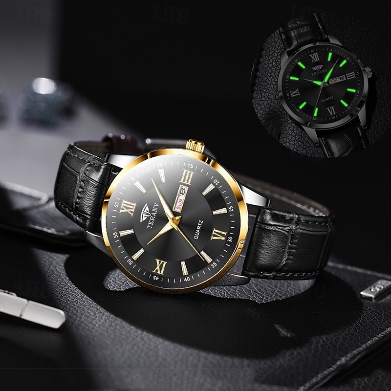 1 Neue Mode Trend Herren Business Quarz Uhr Kalender Woche Anzeige Lebensreise Leuchtende Freizeit Sport Herren Armbanduhr Geschenk Ideale Wahl 2025 - $22.99 –P1