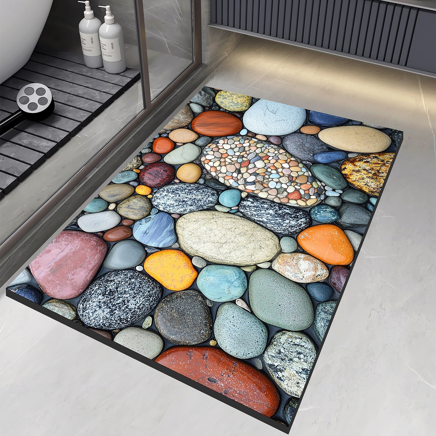 Pebble Bathroom Rug, Polyester Rectangle Door Mat, Super Absorbent, Non-Slip, Easy-to-Clean, Stain-Resistant Bath Mat 2025 - $8.99 –P7