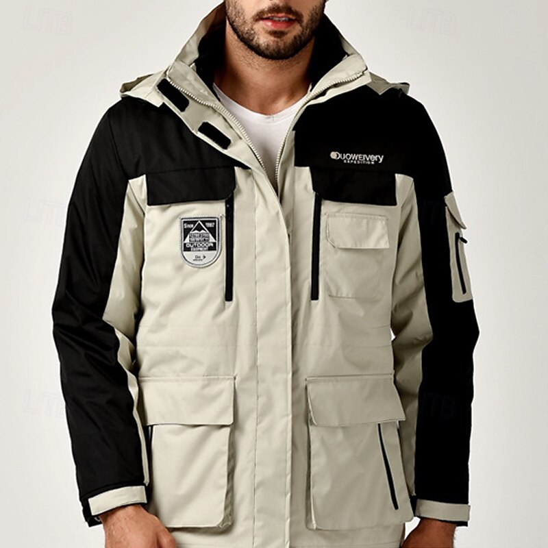 Hombre Chaqueta Softshell Chaqueta para senderismo Invierno Al aire libre Bloque de color Resistente al Viento Resistente al Agua Chaquetas 3-en-1 Chaqueta cortavientos Viaje Negro Marfil Azul Marino 2025 - $88.79 –P8