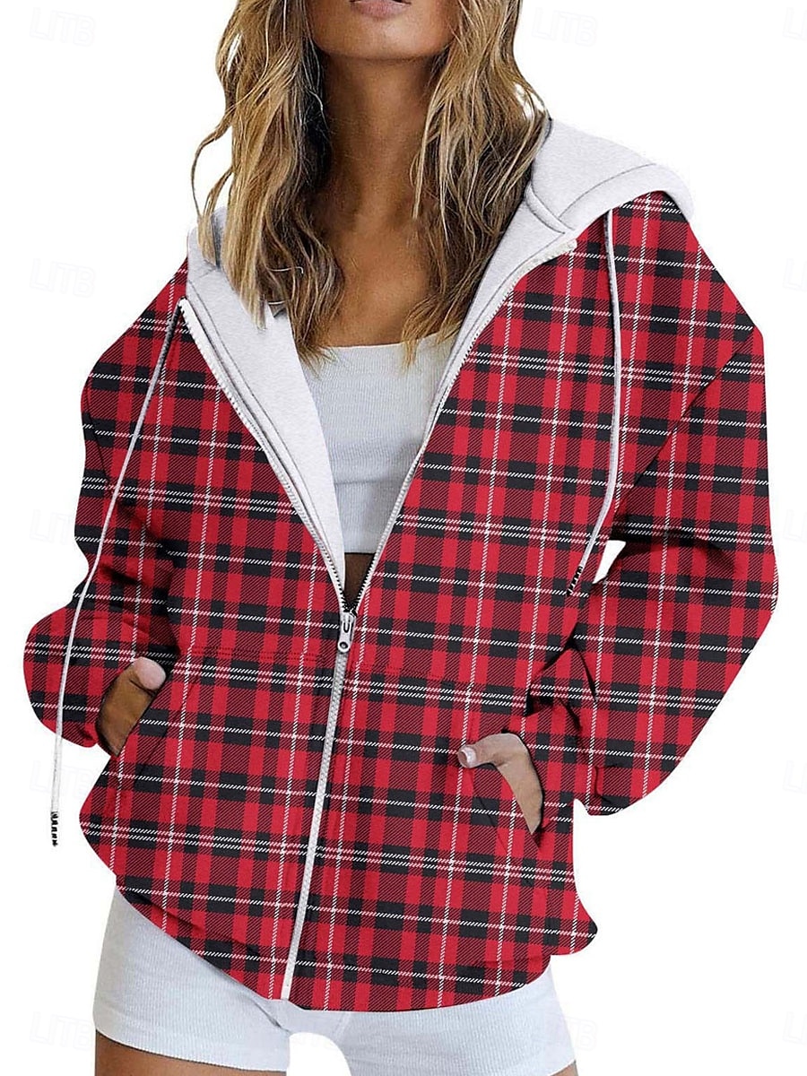 Veste à capuche Femme Extérieur Plein Air Usage quotidien mode Décontractées Avec poches Full Zip Imprimer Normal Manteau Rose Claire Vin Rouge Automne Hiver fermeture Éclair Sweat à capuche Standard de 2025 ? $34.99 –P3