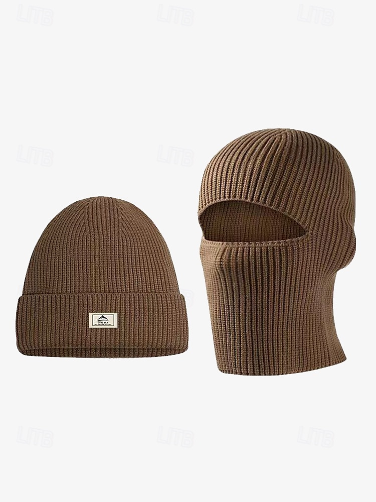 Schwarze Strickmütze für Herren mit abnehmbarer Sturmhaube – warme und vielseitige Wintermütze für Outdoor-Aktivitäten und Sport 2025 - $9.99 –P10