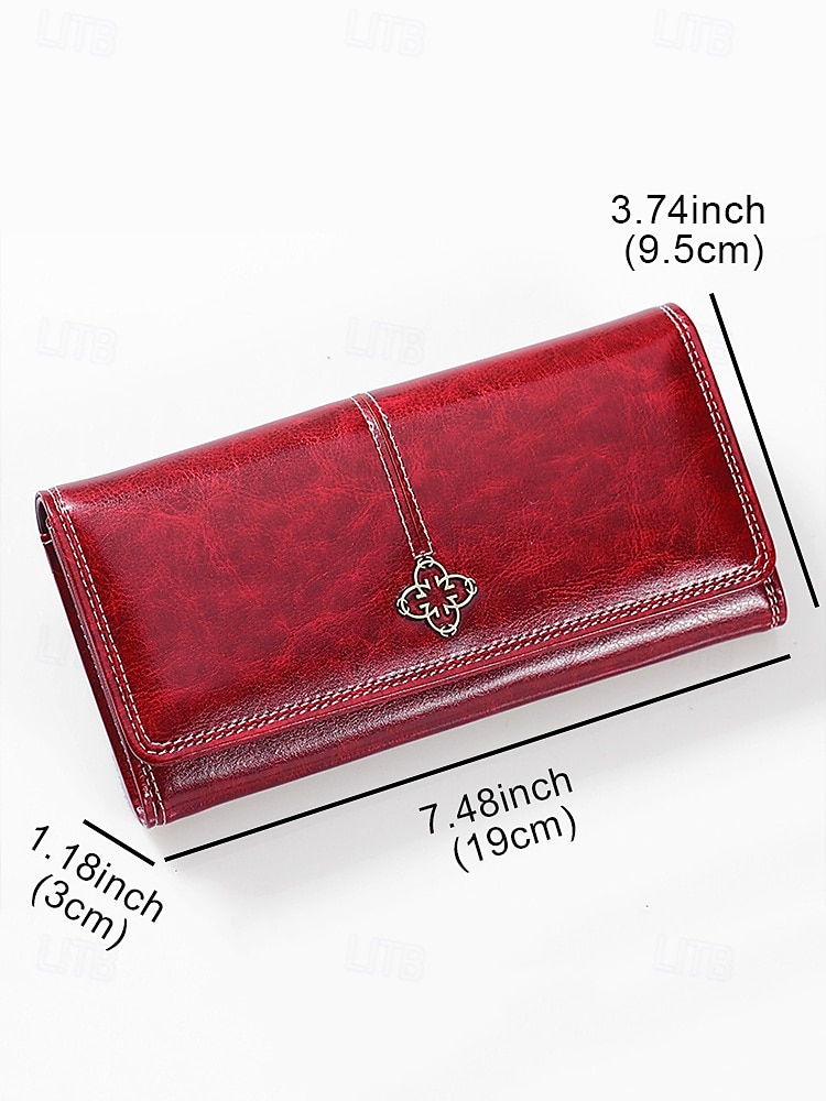 Women's Red Faux Leather Wallet with Multiple Card Slots and Zippered Coin Pocket – Elegant and Functional Clutch for Everyday Use 2025 - $14.99 –P6