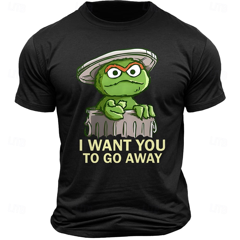 Men's Cartoon Letter Printed Monster T Shirt 100% Cotton Short Sleeve Graphic Shirt Black Deep Blue Army Green Comfortable Tee Vacation Street Fashion Designer Clothing 2025 - $15.99 –P4