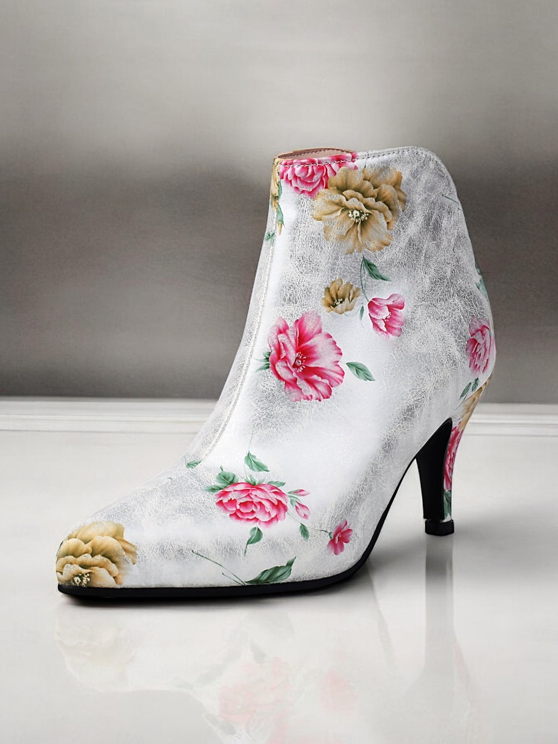 bottines à imprimé floral vintage pour femmes avec bout pointu et talon aiguille | bottines élégantes à talons hauts pour événements formels et fêtes de 2025 ? $59.99 –P1