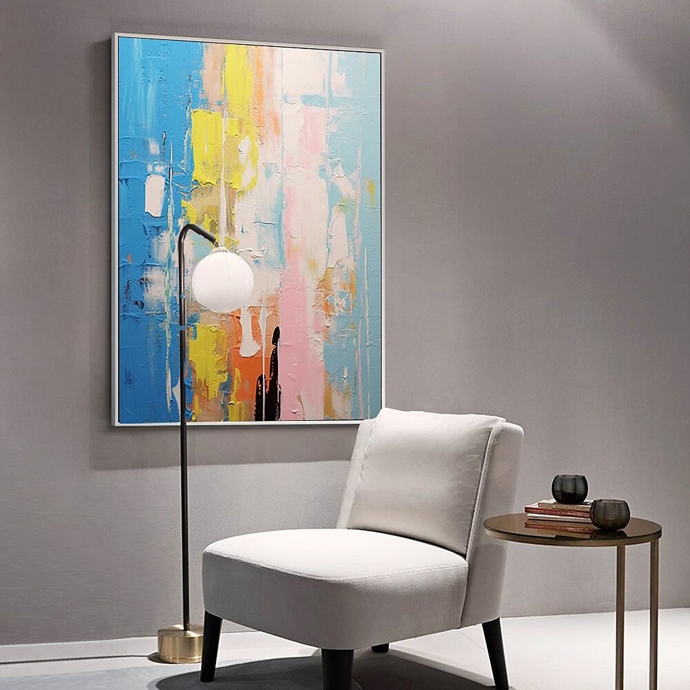 3d blauw abstract schilderij handgemaakte zonsondergang hedendaagse abstracte landschapsschilderij moderne perzik en roze landschapsschilderij wandkunst groot ingelijst canvas schilderij moderne 2025 - $116.99 –P2