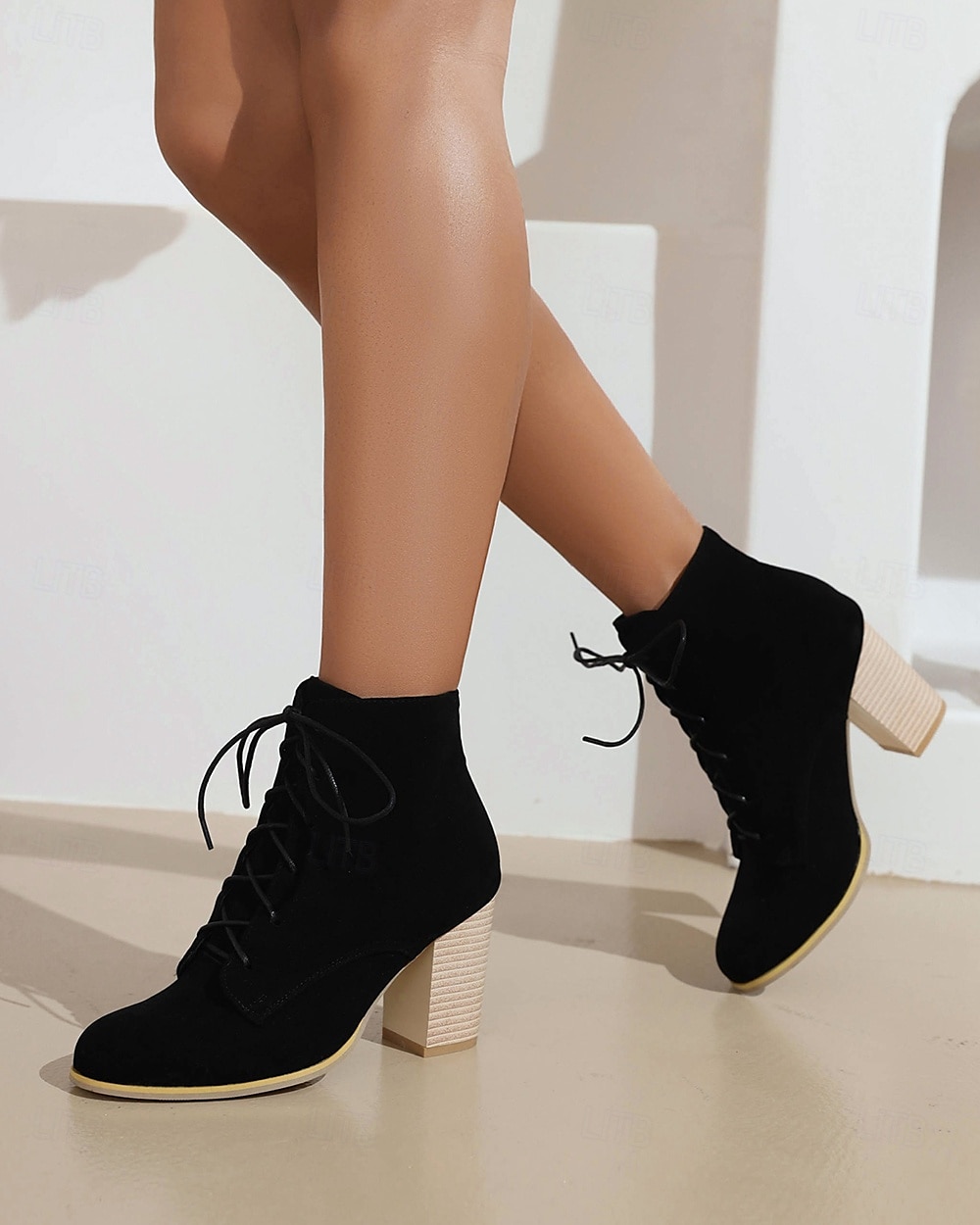 Botas femininas de salto alto com cadarço e salto bloco – calçados estilosos de inspiração vintage para o outono e roupas casuais de 2025 por $54.99 –P3