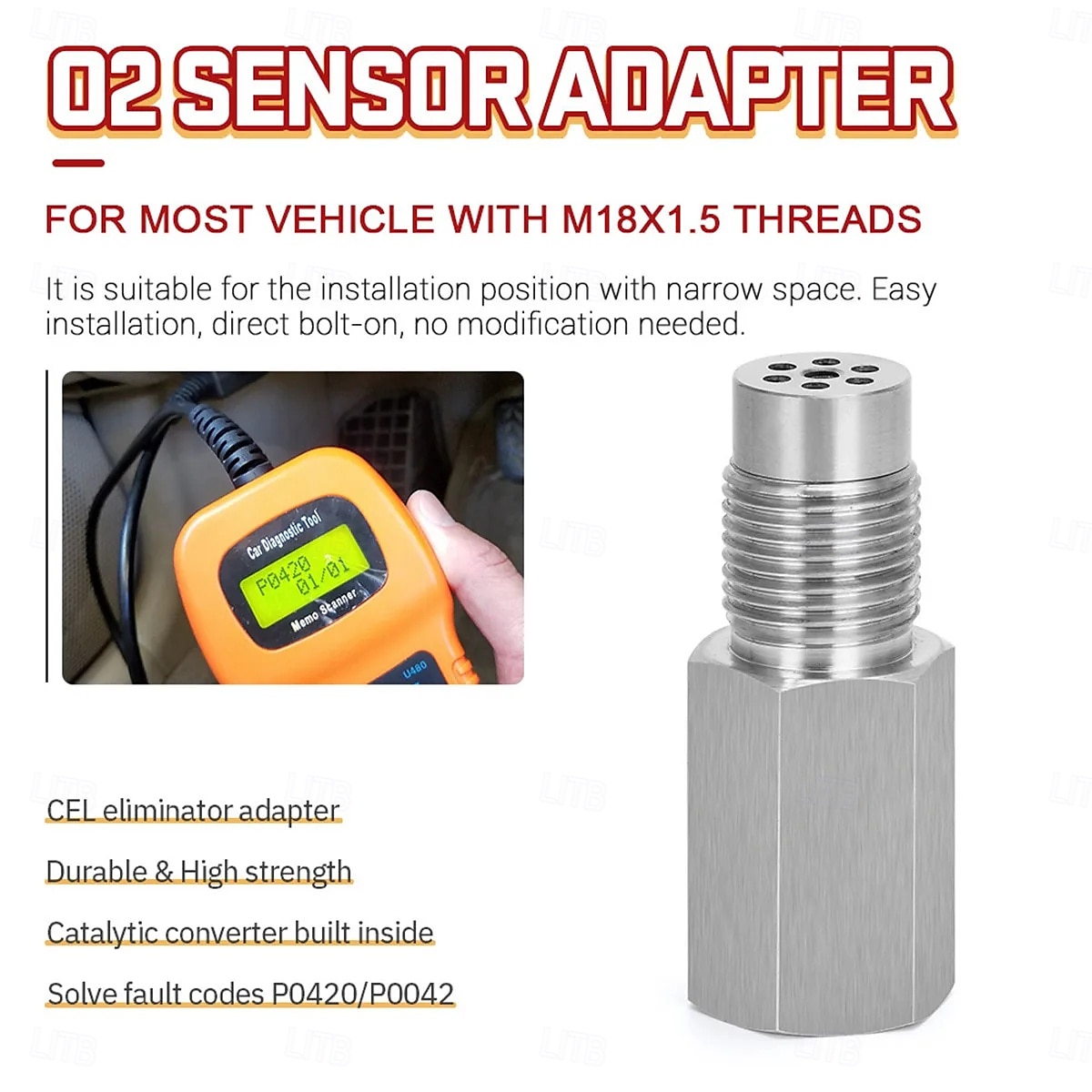 Adattatore filettato per sensore di ossigeno m18x1,5 in acciaio inox, distanziale di estensione per emulatore di convertitore mini catalizzatore universale del 2025 a $31.99 –P1