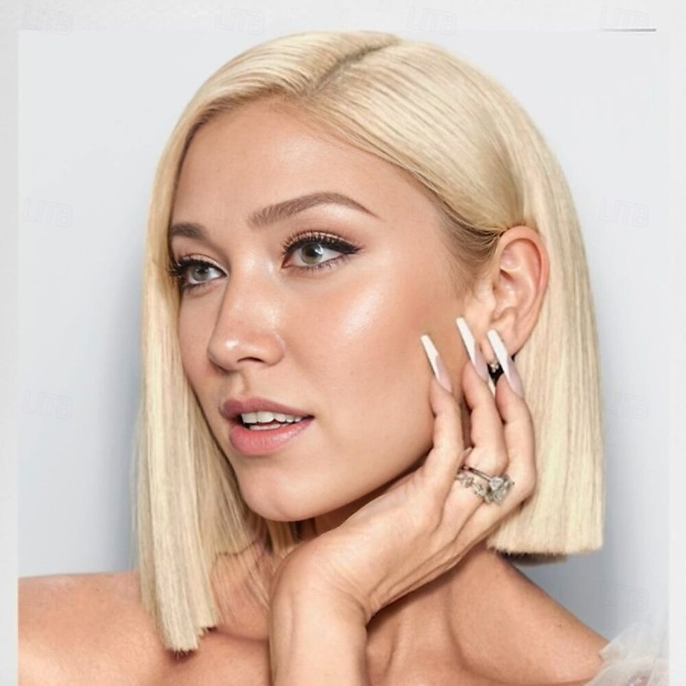 gwen stefani geïnspireerde pruik rechte asymmetrische pruik kort lichtblond synthetisch haar dames modieus design zacht natuurlijk blond 2025 - $18.49 –P1