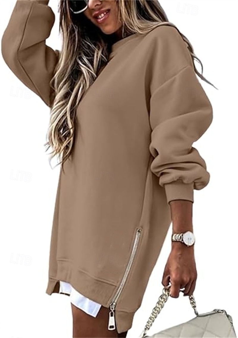 pull femme décontracté uni décontracté col rond manches longues noir rose vin vert kaki automne&amp; hiver de 2025 ? $44.99 –P9