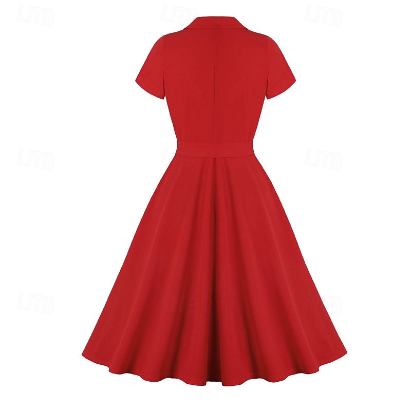 Retro 50. léta Rockabilly Polední Šaty na šaty Flare šaty Větší velikosti S páskem A-Linie Dámské Dovolená Maturita Retro tematická párty Dospělé Šaty Jaro léto 2025 - $34.99 –P2