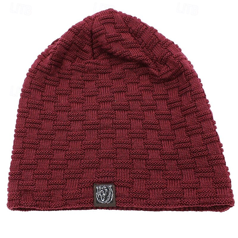 Men's Unisex Beanie Hat Winter Hats Beanies Skull Cap Knit Hat Black Wine Acrylic Fibers Knitted Cozy Daily Wear Going out Solid / Plain Color Warm 2025 - $7.99 –P5