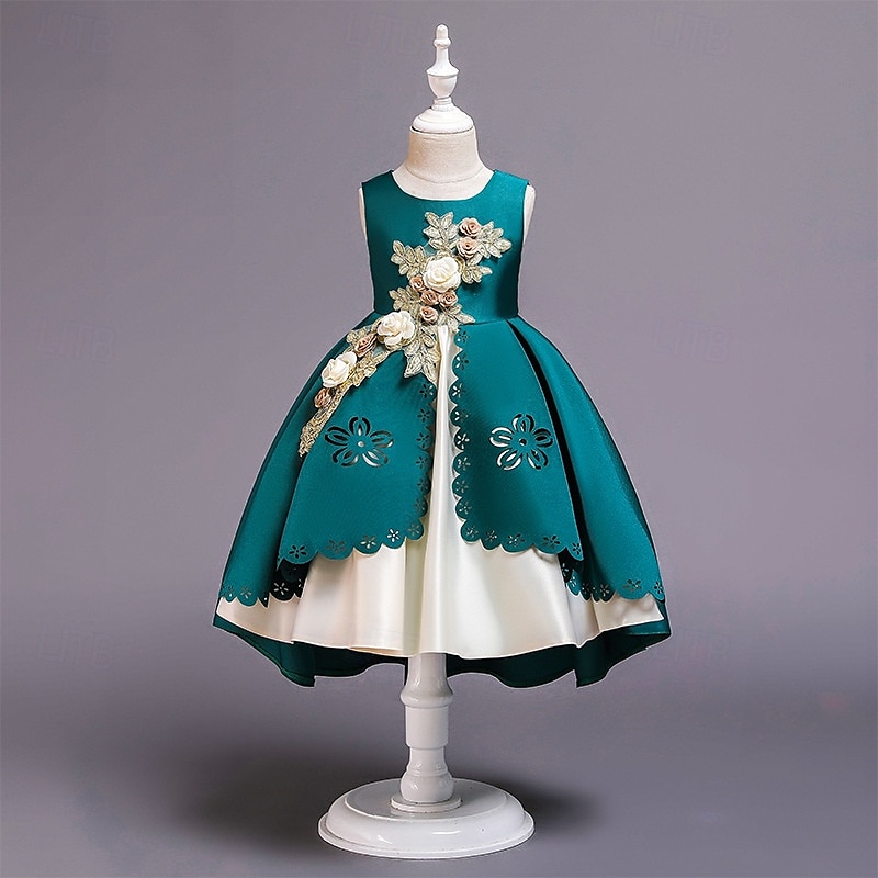 Blumenmädchenkleid Kinder Mädchen Prinzessinenkleid Leistung Hochzeit Party Elegant Schön Patchwork Blumen Ärmellos Rundhalsausschnitt Weinrot Rosa 4 Jahre + 2025 - $30.99 –P13