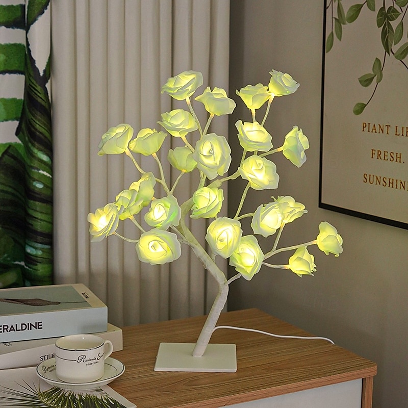 led rosetre lampe valentinsdag skrivebordslampe bryllup bursdagsfest hjemme soverom nattlys usb-drevet avtakbar valentinsdag dekorasjon nattlys 2025 - $21.99 –P7