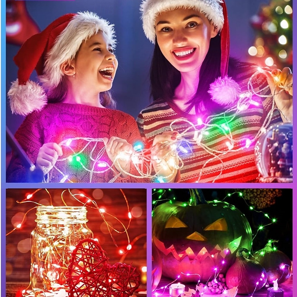 Luzes de corda de fadas que mudam de cor com controle remoto, luzes cintilantes de LED USB à prova d'água de 16,4 pés e 32,8 pés para decoração de Natal, casamento, decoração de festa de 2025 por $23.99 –P2