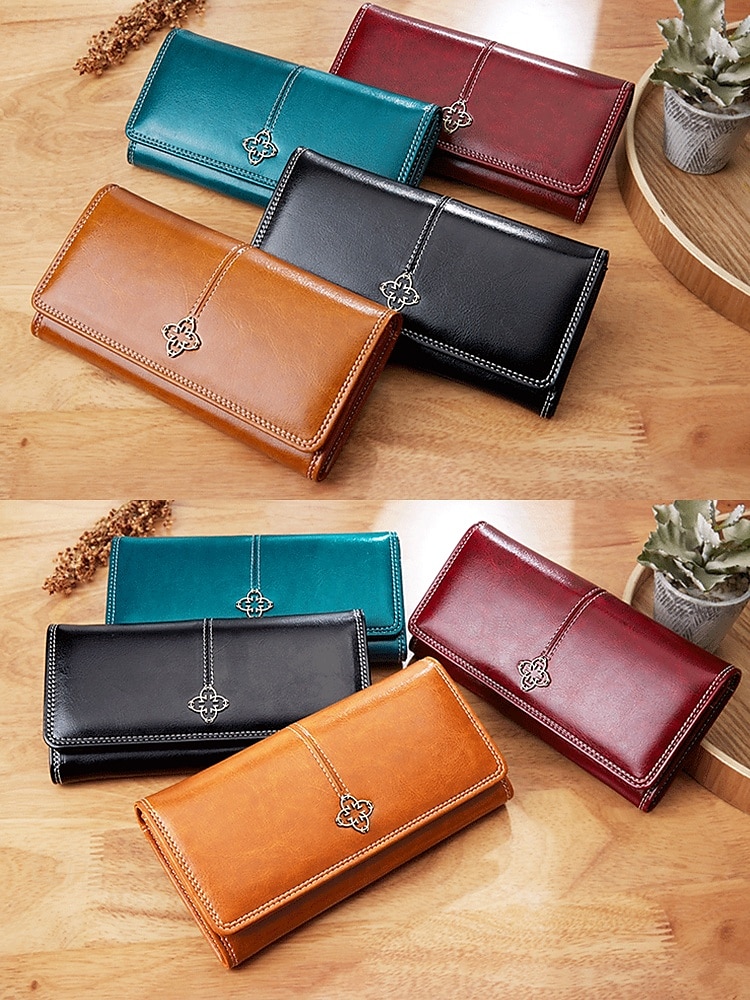 Women's Red Faux Leather Wallet with Multiple Card Slots and Zippered Coin Pocket – Elegant and Functional Clutch for Everyday Use 2025 - $14.99 –P7