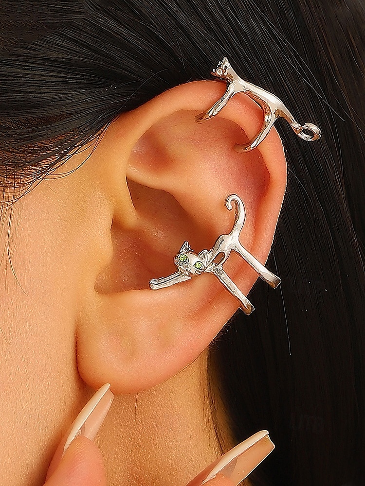 polsino per orecchini da donna in argento a forma di scimmia – design giocoso con animale, non necessita di piercing, gioiello alla moda per gli amanti degli animali del 2025 a $7.99 –P3