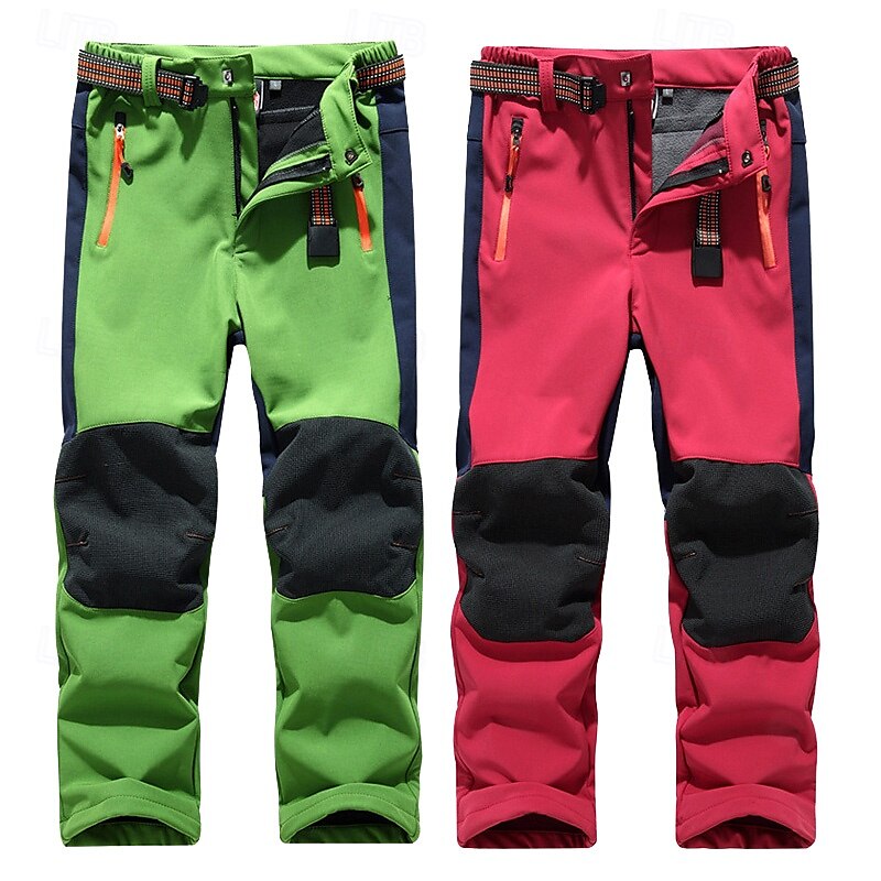 Boys Girls' Combat Pants Cargo Pants Hiking Pants Trousers Patchwork Winter Outdoor Regular Fit Warm Breathable Soft Pants / Trousers Zipper Pocket Black Red Running Camping / Hiking / Caving 2025 - $28.79 –P7