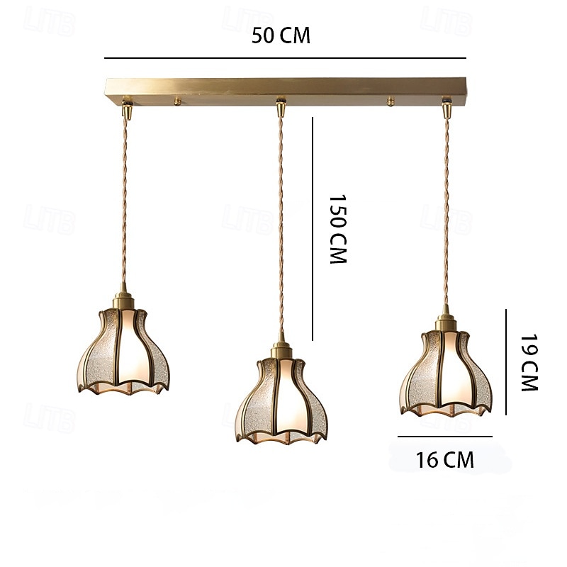 lampade a sospensione lampada a sospensione americana vintage in ottone con paralume in vetro giuntato lampada a sospensione europea semplice da 6,3 pollici in ottone e vetro 85-265v del 2025 a $101.99 –P3