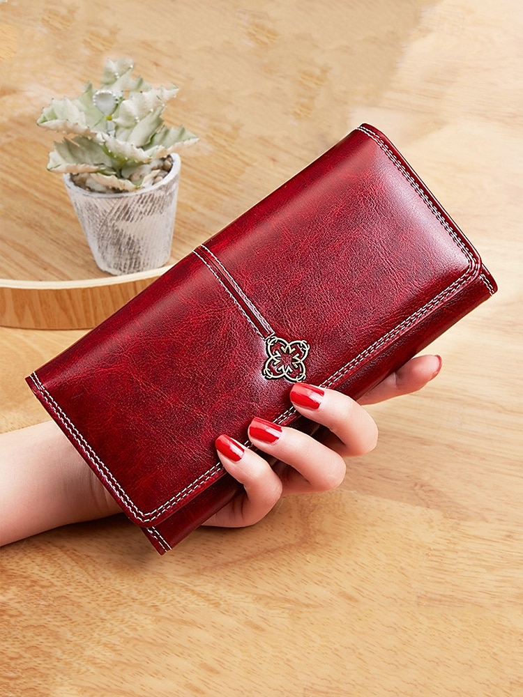 Women's Red Faux Leather Wallet with Multiple Card Slots and Zippered Coin Pocket – Elegant and Functional Clutch for Everyday Use 2025 - $14.99 –P1