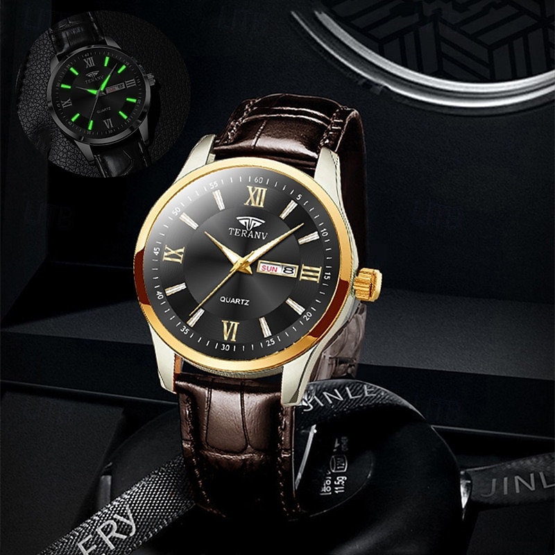 1 Neue Mode Trend Herren Business Quarz Uhr Kalender Woche Anzeige Lebensreise Leuchtende Freizeit Sport Herren Armbanduhr Geschenk Ideale Wahl 2025 - $22.99 –P8