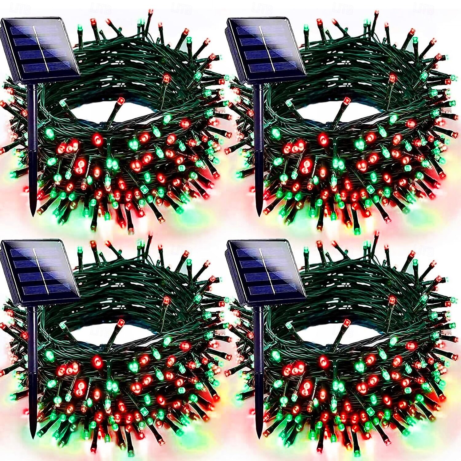 2 stk 10m 100led solcellelys – røde og grønne vanntette utendørs lysstrenger til jul gårdsplass hage balkong gjerde juletre festlig atmosfære dekorativ lysstreng 2025 - $22.99 –P1