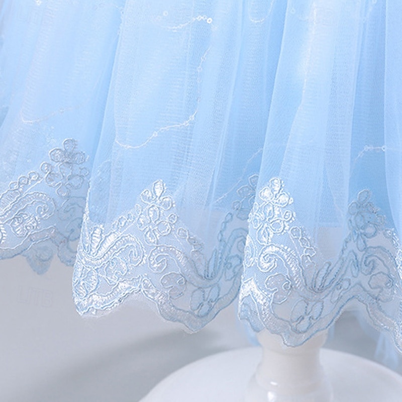 Šaty pro květinovou družičku děti Dívčí Princeznovské šaty Výkon Svatební Párty Elegantní Krásná Síťka Pevná barva Krátký rukáv Tričkový Bílá Šampaňská 4 roky + 2025 - $38.99 –P17