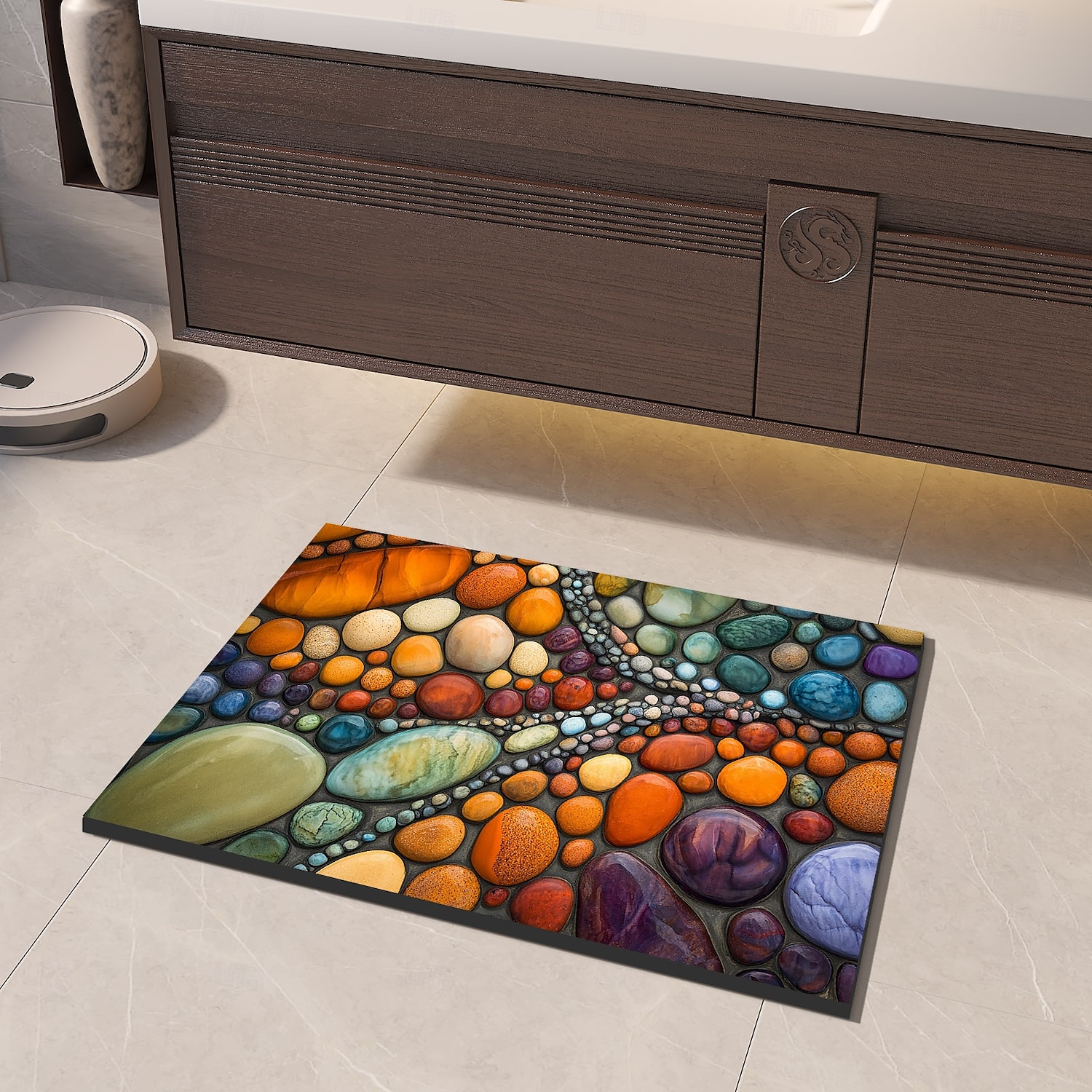 Pebble Bathroom Rug, Polyester Rectangle Door Mat, Super Absorbent, Non-Slip, Easy-to-Clean, Stain-Resistant Bath Mat 2025 - $8.99 –P4