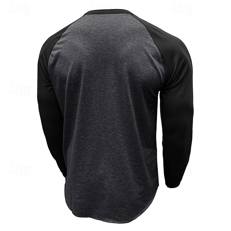 Men's 60% Cotton Raglan Sleeve Sweatshirt Tee Top Long Sleeve Shirt Solid Color Crew Neck Outdoor Street Long Sleeve Color Block Clothing Apparel Daily Casual Street Style 2025 - $18.99 –P5