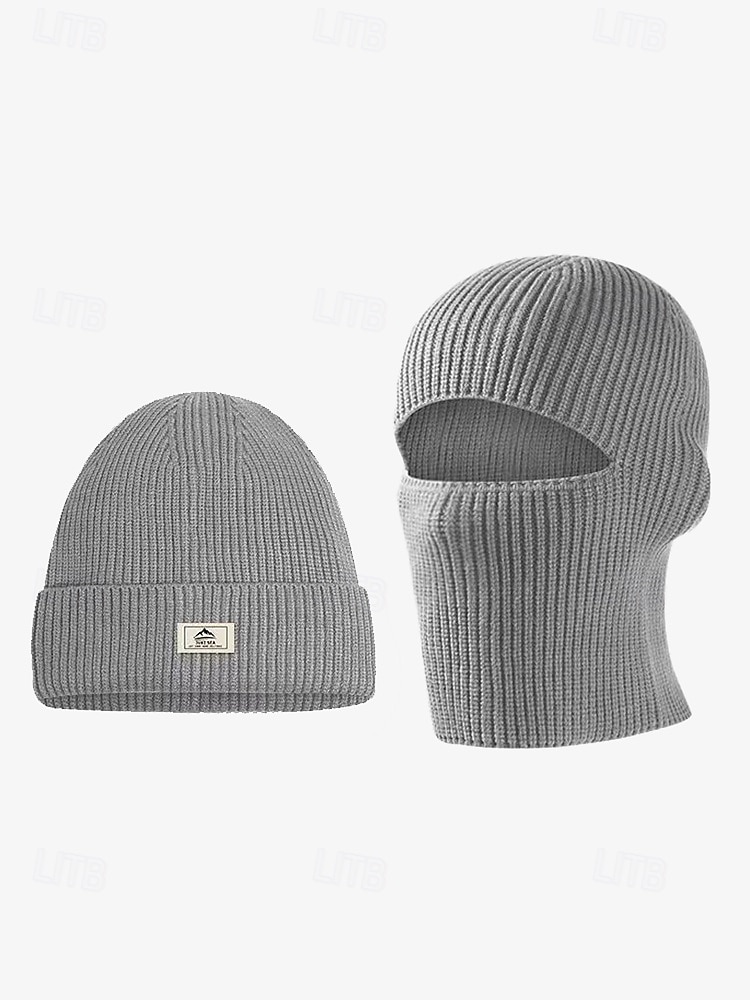Schwarze Strickmütze für Herren mit abnehmbarer Sturmhaube – warme und vielseitige Wintermütze für Outdoor-Aktivitäten und Sport 2025 - $9.99 –P8