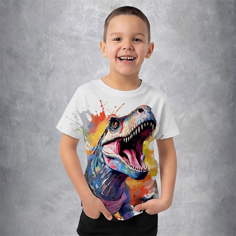 Jungen 3D Graphic Tier Dinosaurier T-Shirt Kurzarm Sommer Frühling Modisch Basic kinderkleidung 4-12 Jahre Rundhalsausschnitt Outdoor Casual Täglich Regular Fit 2025 - $11.99 -P1
