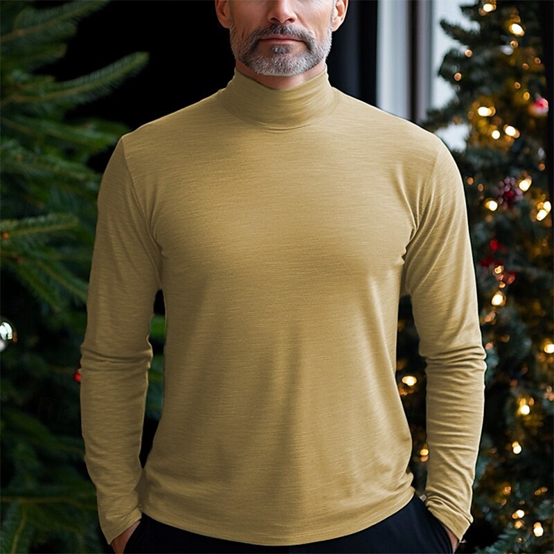 Herre T skjorte Turtleneck skjorte Langermet skjorte Langermet Rullekrage Vår & Vinter عادي Mote Designer Fritid Klassisk Gate Sport Ferie Lyseblå Marineblå Svart Topp T-skjorte for menn 2025 - $15.49 –P3