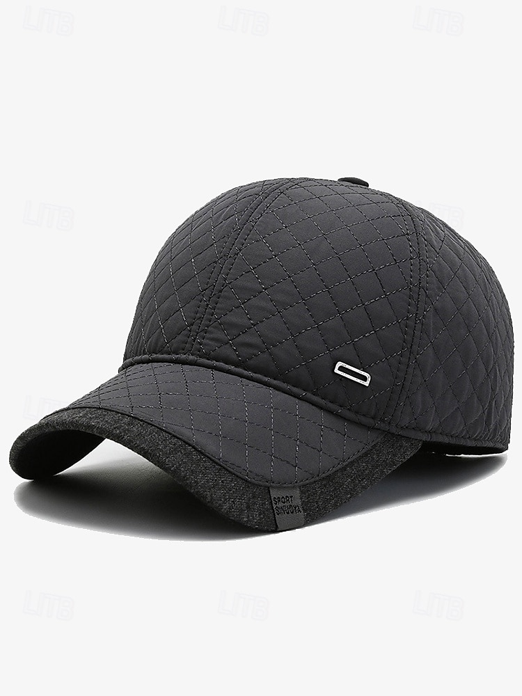 Gesteppte Winter-Baseballmütze mit Ohrenklappen für Herren – warme, wasserdichte Outdoor-Mütze in Schwarz, Marineblau und Dunkelgrau 2025 - $14.99 –P2