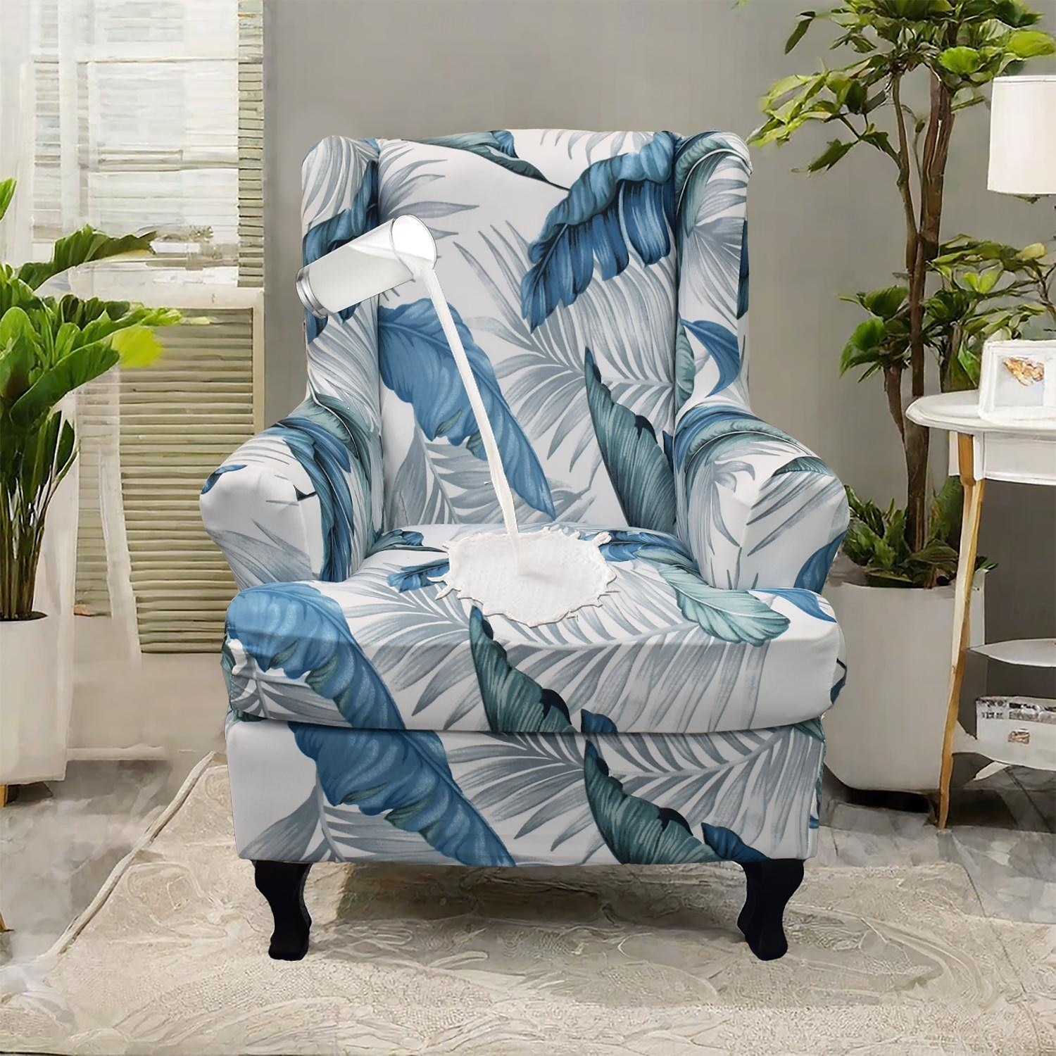 capa para cadeira com encosto de orelha floral capa elástica e durável com design floral elegante, perfeita para proteger e realçar sua cadeira com encosto de orelha, ideal para uma decoração de sala de 2025 por $30.99 –P1