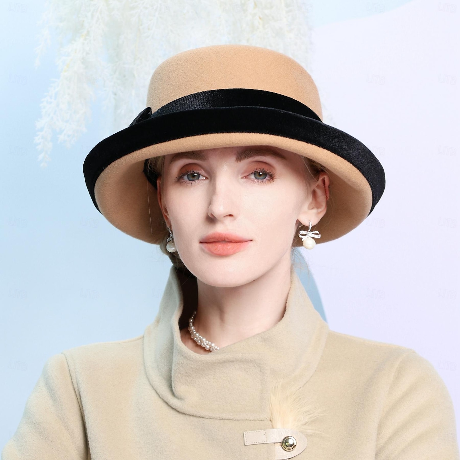 Palarie 100% Lână Pălărie Vară Pălărie Nuntă Petrecere ceai Elegant Nuntă Cu Funde Despicare Diadema Articole Pentru Cap 2025 - $44.99 –P9