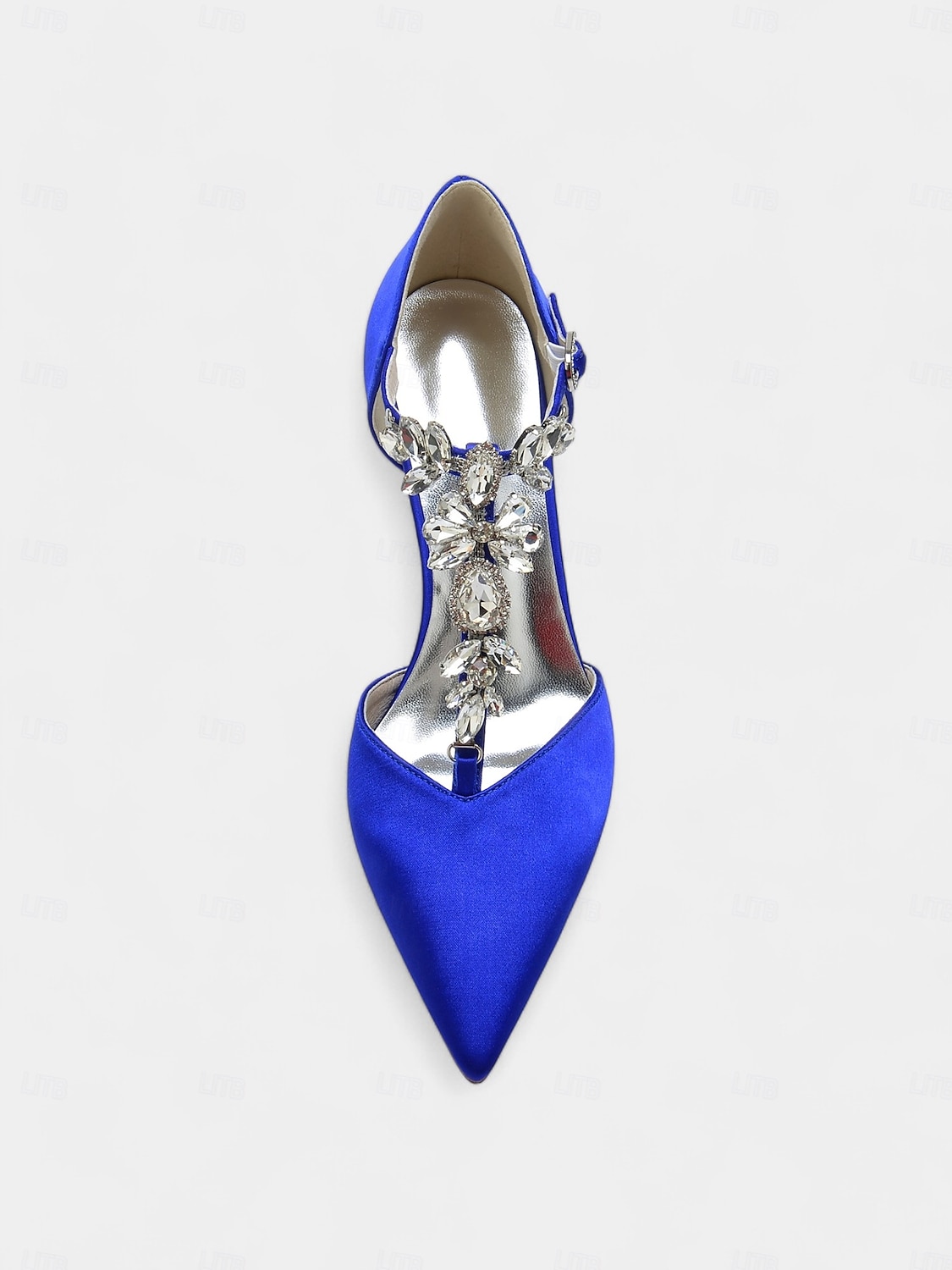 Escarpins à brides en satin bleu marine pour femmes – chaussures de cocktail à bout pointu avec ornements en cristal pour mariages et soirées de 2025 ? $64.99 –P8
