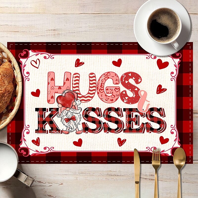 Valentine's Day Placemats Set of 4 Romantic and Decorative Table Mats Featuring Heart or Rose Patterns Durable and Heat-Resistant Perfect for Adding a Touch of Love to Your Dining Table Decor 2025 - $14.49 –P6