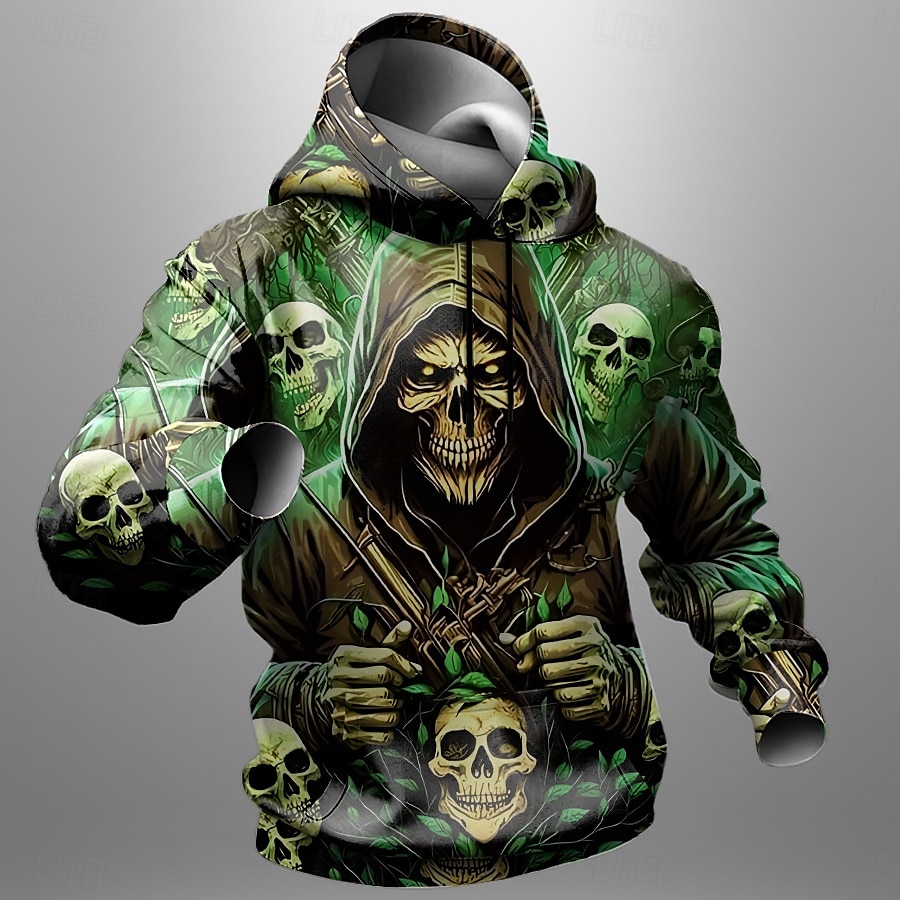 Per uomo Scuro Felpe Felpa Soprabiti Felpa con cappuccio Girocollo Di tendenza Stampa 3D Feste Per eventi Abbigliamento di strada Verde A cordoncino Autunno Inverno progettista del 2025 a $29.99 –P2