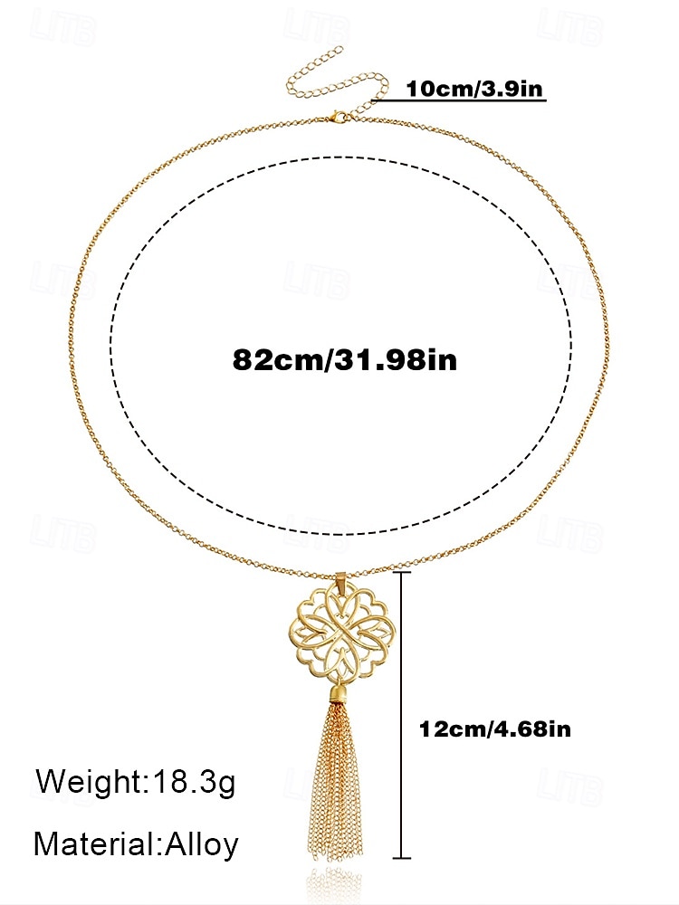 Women's Gold Long Pendant Necklace with Intricate Floral Design and Tassel Accent - Elegant Statement Jewelry for Casual and Formal Outfits 2026 - $8.99 –P7