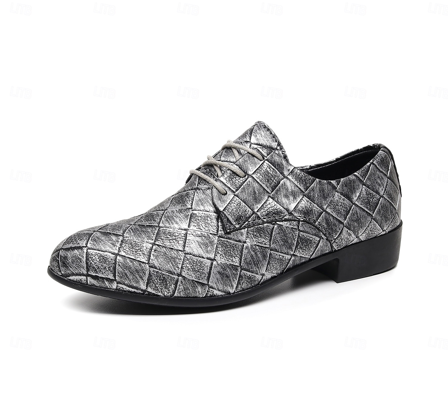 sapatos oxford masculinos de couro sintético com padrão trançado e design de cadarço - calçados formais elegantes para negócios, casamentos e eventos especiais de 2025 por $46.99 –P2
