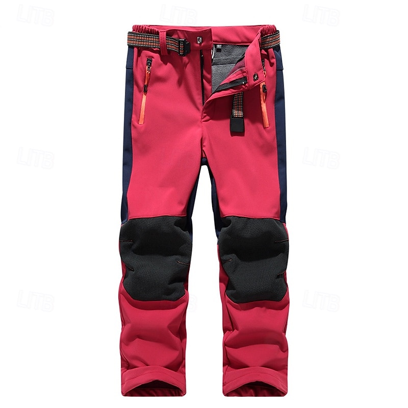 Boys Girls' Combat Pants Cargo Pants Hiking Pants Trousers Patchwork Winter Outdoor Regular Fit Warm Breathable Soft Pants / Trousers Zipper Pocket Black Red Running Camping / Hiking / Caving 2025 - $28.79 –P11