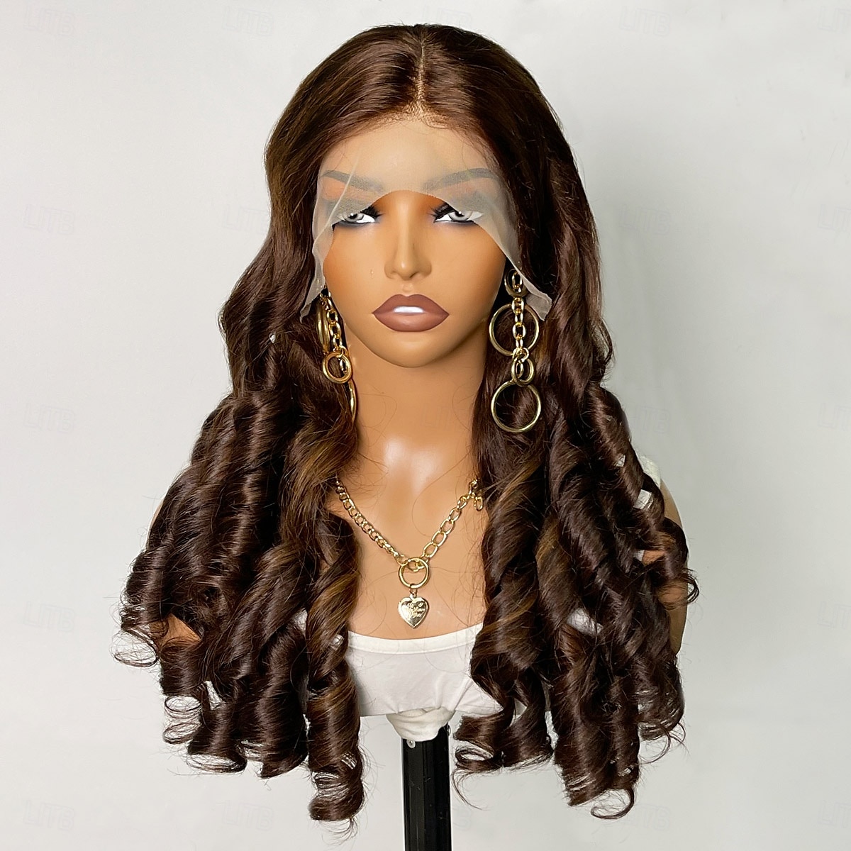 4# cheveux humains bruns 13*4 dentelle frontale cheveux humains perruque en dentelle à corps lâche cheveux humains brésiliens densité 180% de 2025 ? $188.99 –P4