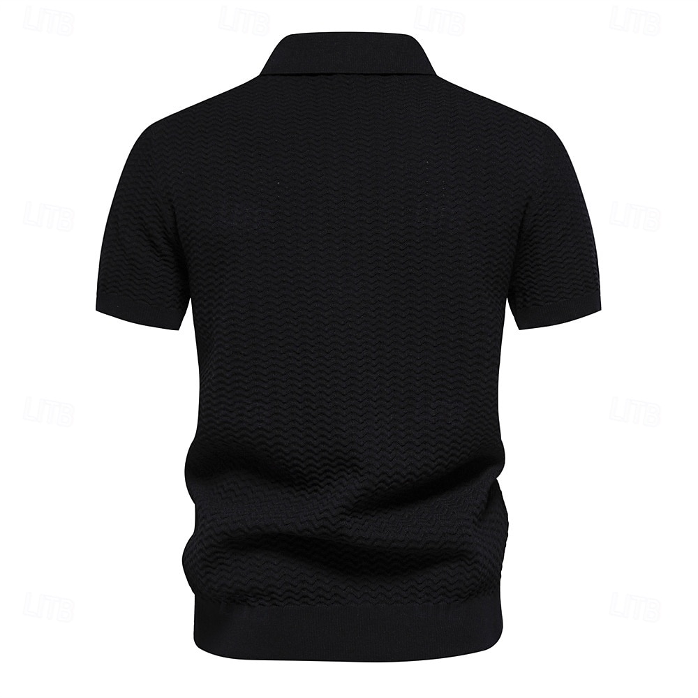 Per uomo Polo con zip Lavoro Affari Collo ripiegato Manica Corta Blocco di colori Cerniera Estate Primavera Autunno Bianco perla Nero Blu marino Polo con zip del 2025 a $27.99 –P9