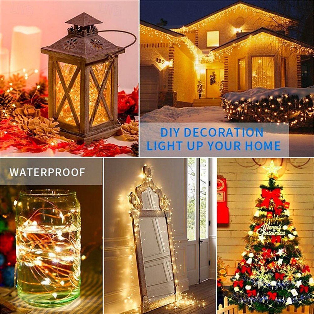 Elegant Wedding Reception Party 10pcs LED Copper Wire Fairy Lights, Battery-Powered Christmas String Lights for Bedroom, Garden, Wedding & Party Decor 1-10M 2025 - $13.49 –P1