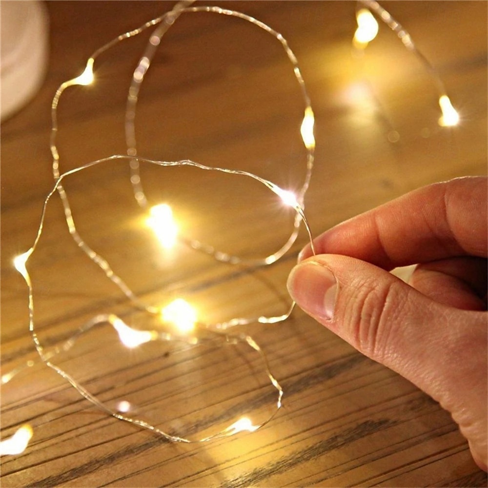 Elegant Wedding Reception Party 10pcs LED Copper Wire Fairy Lights, Battery-Powered Christmas String Lights for Bedroom, Garden, Wedding & Party Decor 1-10M 2025 - $13.49 –P2